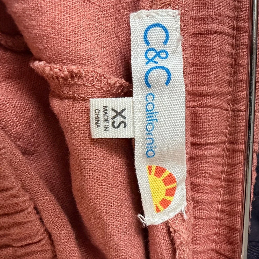C&C California Linen Blend Shorts Womens XS Terracotta Excellent Drawstring Boho
